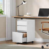 BukkitBow mobiele archiefkast met 3 laden en wielen, rolcontainer voor kantoor of woonkamer, bureau organizer, zwart kunststof.
