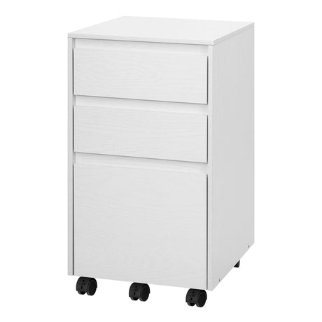 BukkitBow mobiele archiefkast met 3 laden, wielen, rolcontainer en bureau organizer voor kantoor en woonkamer, in zwart.