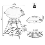BukkitBow mobiele houtskoolbarbecue met metalen en kunststof onderdelen, 44x73 cm, 41,5 cm grilloppervlak, ideaal voor buiten.