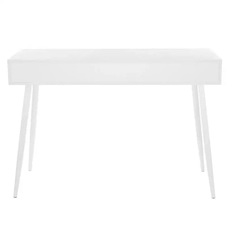 BukkitBow modern compact bureau met lade en open opbergruimte, 50x110x75cm, ideaal voor een moderne werkomgeving.