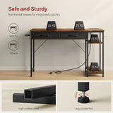 BukkitBow - Modern Bureau met 2 Laden - Stopcontact & USB - 120cm