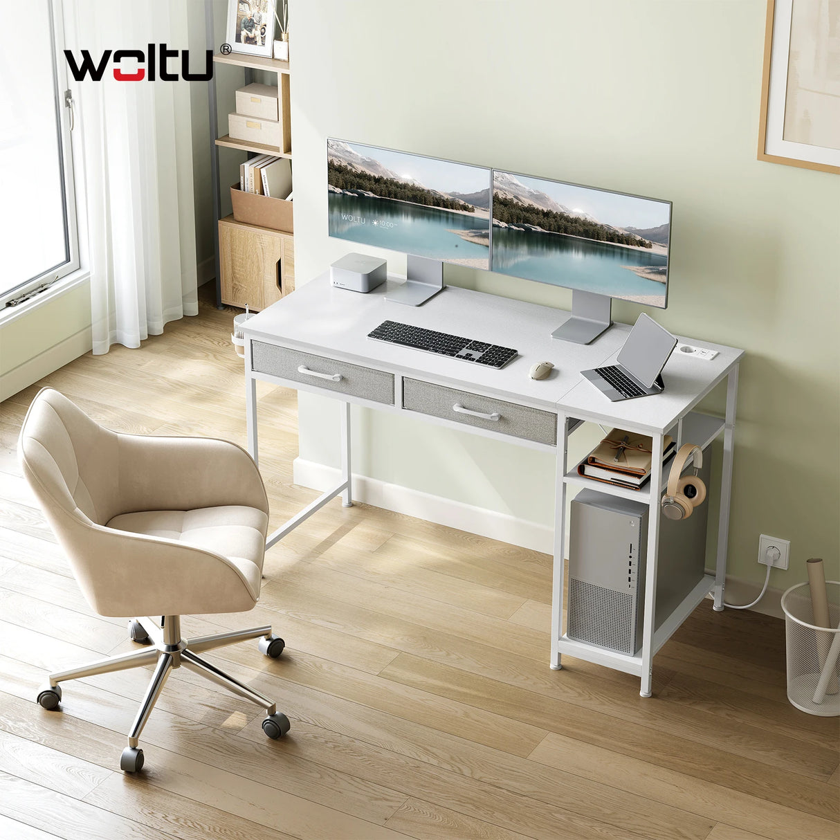 BukkitBow - Modern Bureau met 2 Laden - Stopcontact & USB - 120cm