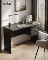 Modern BukkitBow bureau met 3 laden en slot, 120 cm breed, strak design en stevige constructie voor kantoorruimtes.