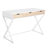 BukkitBow modern bureau met lades, wit, hout en metaal, 110x50 cm, stevig en ruim, geschikt voor kantoor of thuiswerkruimte