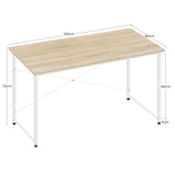 Moderne BukkitBow bureau met metalen frame, industrieel en robuust ontwerp, zichtbaar met houten oppervlak en metalen poten.