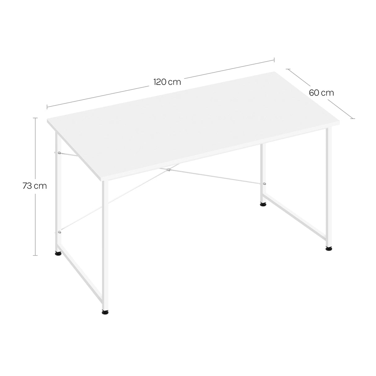 Moderne BukkitBow bureau met metalen frame, industrieel en robuust ontwerp, zichtbaar vanaf de voorzijde