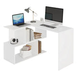 BukkitBow modern hoekbureau met opbergkast, wit of zwart, stabiel en ruim ontwerp, afmetingen 100x40cm of 80x50cm.