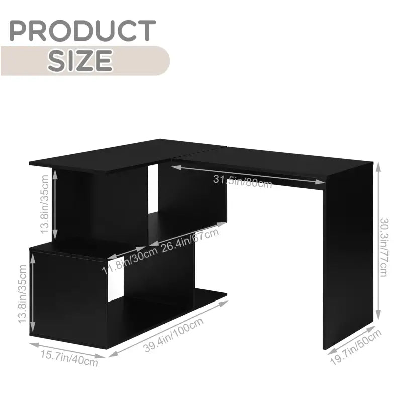 BukkitBow modern hoekbureau met opbergkast, in wit of zwart, stabiel en ruim design, 100x40cm of 80x50cm, ideaal voor kantoor.