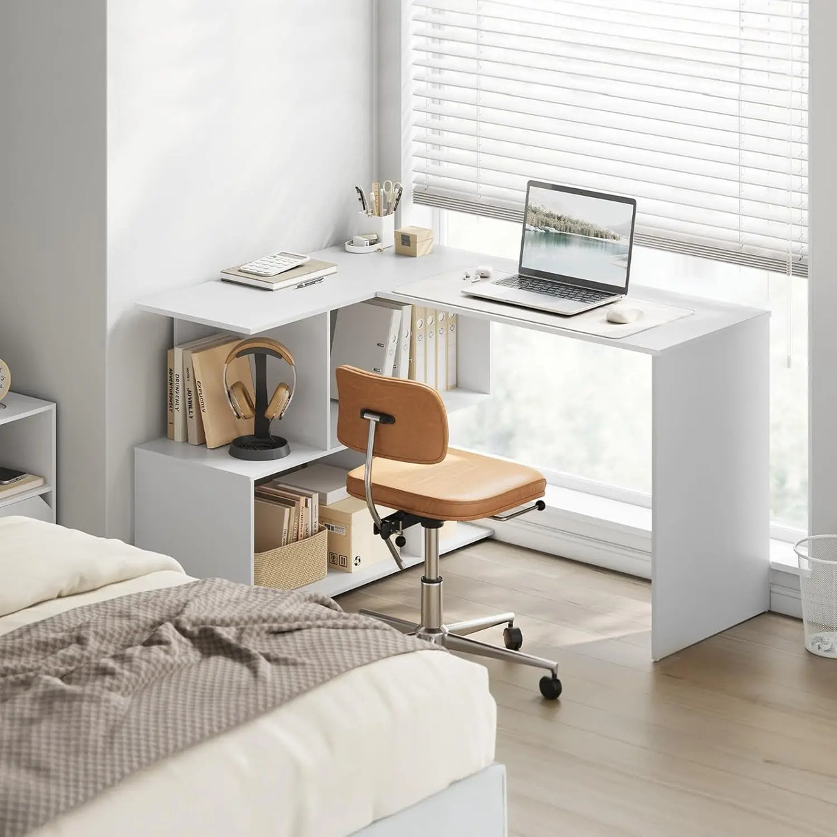 BukkitBow - Modern HoekBureau met 4 Open Opbergvakken