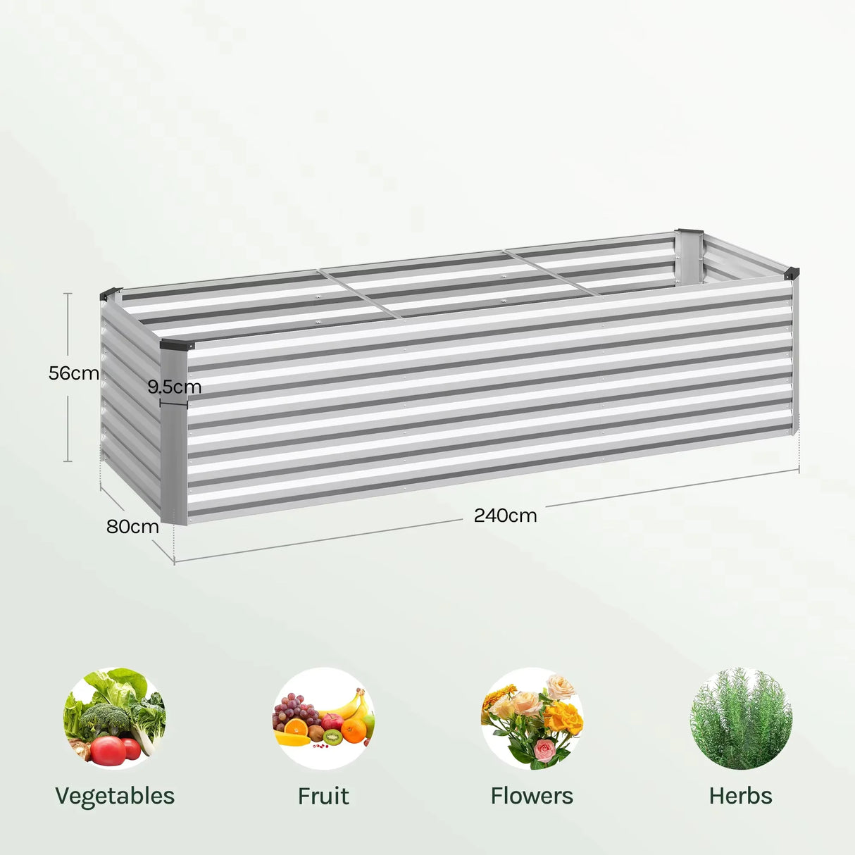 BukkitBow moderne verzinkt metalen kweekbed in een tuin, weerbestendig en roestvrij, ideaal voor moestuinbakken.