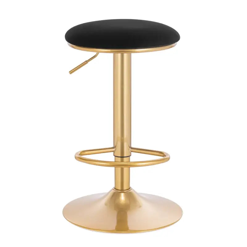 Moderne BukkitBow barkruk met fluwelen zitting, metalen frame, verstelbare zithoogte, 360° draaibaar en voetensteun.