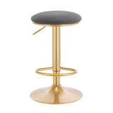 Moderne BukkitBow barkruk met fluwelen zitting, metalen frame, verstelbare hoogte, 360° draaibaar en voetensteun.