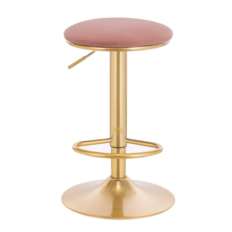 Moderne BukkitBow barkruk met fluwelen bekleding, metalen frame, verstelbare zithoogte, 360° draaibaar en voetensteun, zithoogte 61-82 cm.