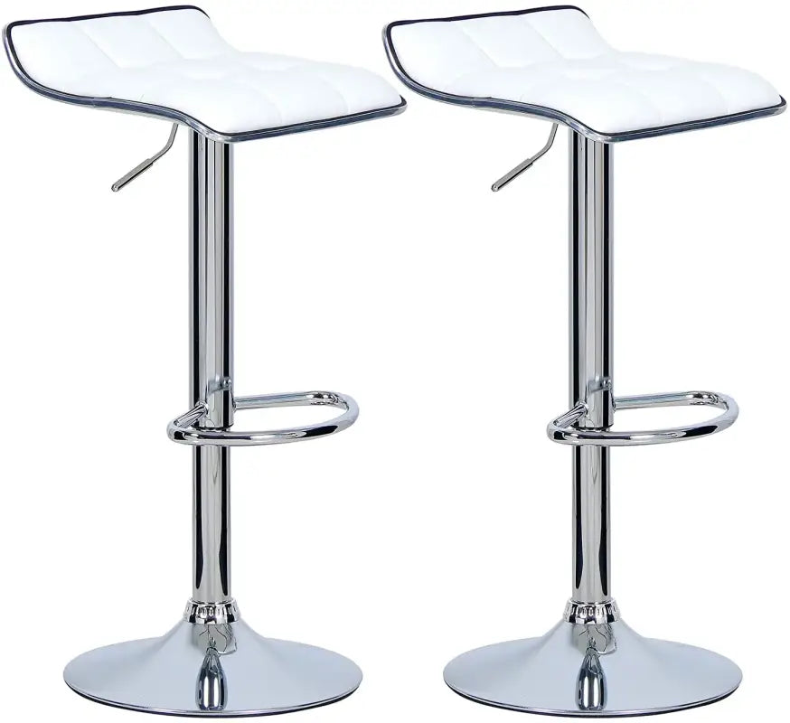Moderne verstelbare barkruk van BukkitBow met verchroomd staal en kunstleer, ergonomische zitting, hoogte 54-76 cm.