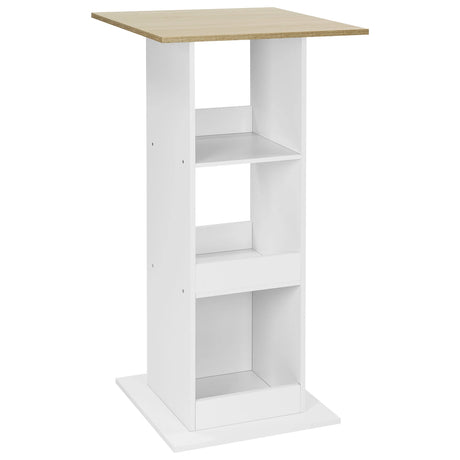 Moderne BukkitBow bartafel van 60x60 cm met drie opbergvakken, geschikt voor in huis of horeca, met strakke uitstraling.