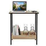 Moderne BukkitBow bijzettafel met dubbele plank, geschikt als nachtkastje of wijnrek, met extra vak voor boeken of wijnflessen