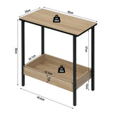 Moderne BukkitBow bijzettafel met dubbele plank, geschikt als nachtkastje of wijnrek, met extra vak voor boeken of wijnflessen