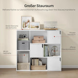 Moderne BukkitBow boekenkast met 8 vakken en deuren, FSC-gecertificeerd hout, strakke design voor woonkamer of kantoor.