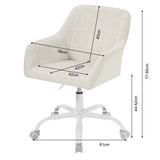 Moderne BukkitBow bureaustoel met linnen/velvet bekleding, metalen frame, verstelbare hoogte en 360° draaibaar op wielen.