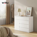 Moderne BukkitBow commode met 5 laden en opbergkast, verstelbare planken, strakke design en praktische opbergoplossing.
