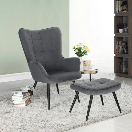 Moderne BukkitBow corduroy fauteuil met voetenbank in retro design, comfortabel zitmeubel met zachte bekleding en stijlvolle uitstraling