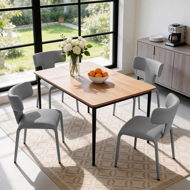 BukkitBow moderne eetkamerstoelen met metalen onderstel en wielen, set van 2, comfortabele en stijlvolle eetkamerstoel.