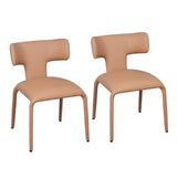 Set van 2 moderne BukkitBow eetkamerstoelen met metalen onderstel en wielen, comfortabel en stijlvol voor de eetkamer.