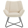 Moderne linnen fauteuil van BukkitBow met X-vormig onderstel, comfortabele en stijlvolle zithoek voor in huis.