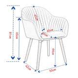 Set van 4 BukkitBow moderne fluwele eetkamerstoelen met ergonomisch ontwerp, massief houten frame en comfortabele zitruimte.