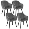 Set van 4 BukkitBow moderne fluwelen eetkamerstoelen met ergonomisch ontwerp en massief houten frame, 81x44x40cm, tot 100kg.