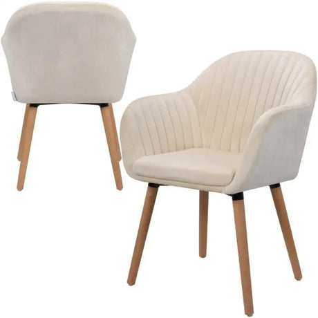 Set van 4 BukkitBow moderne fluwelen eetkamerstoelen met massief houten frame en ergonomisch design, 81x44x40cm, tot 100kg.