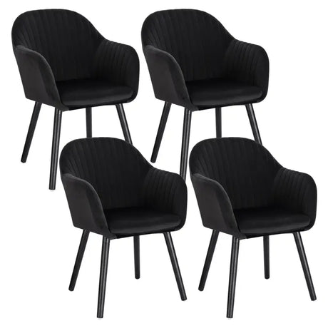 Set van 4 moderne fluwelen eetkamerstoelen van BukkitBow met massief houten frame, ergonomisch ontwerp en draagvermogen tot 100 kg.