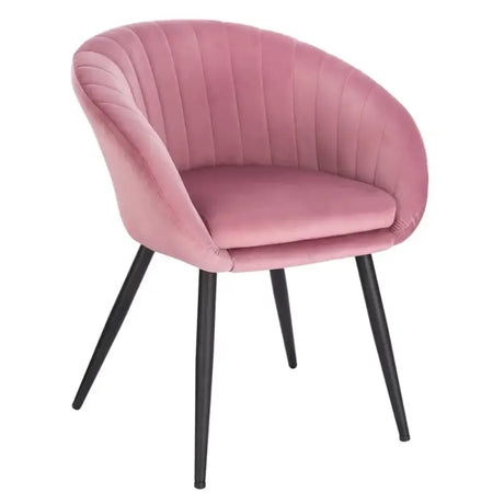 Moderne BukkitBow eetkamerstoel met fluwelen bekleding en metalen poten, ergonomisch ontwerp en zithoogte van 50 cm.