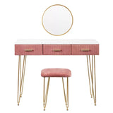 Moderne BukkitBow kaptafel met spiegel en krukje, 100x40 cm, geschikt voor kinderen en volwassenen, elegant make-up en haar tafel