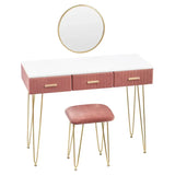 BukkitBow moderne kaptafel voor make-up met spiegel en krukje, geschikt voor kinderen en volwassenen, afmeting 100x40 cm