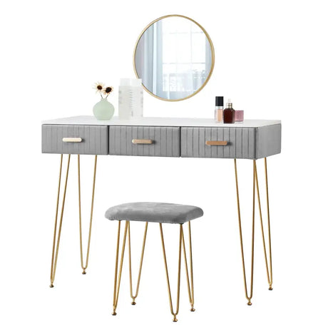 Moderne BukkitBow kaptafel met spiegel en krukje, geschikt voor kinderen en volwassenen, 100x40 cm, stijlvolle make-up tafel.