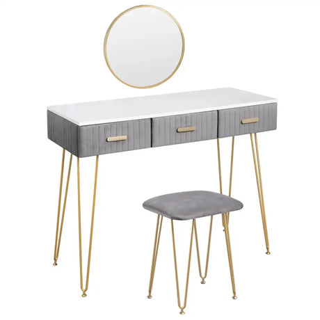 BukkitBow moderne kaptafel voor kinderen en volwassenen met spiegel en krukje, afmetingen 100x40 cm, stijlvolle make-up tafel