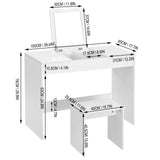 Moderne BukkitBow kaptafel met inklapbare spiegel en bijpassende kruk, elegant meubelstuk voor je slaapkamer of kleedruimte