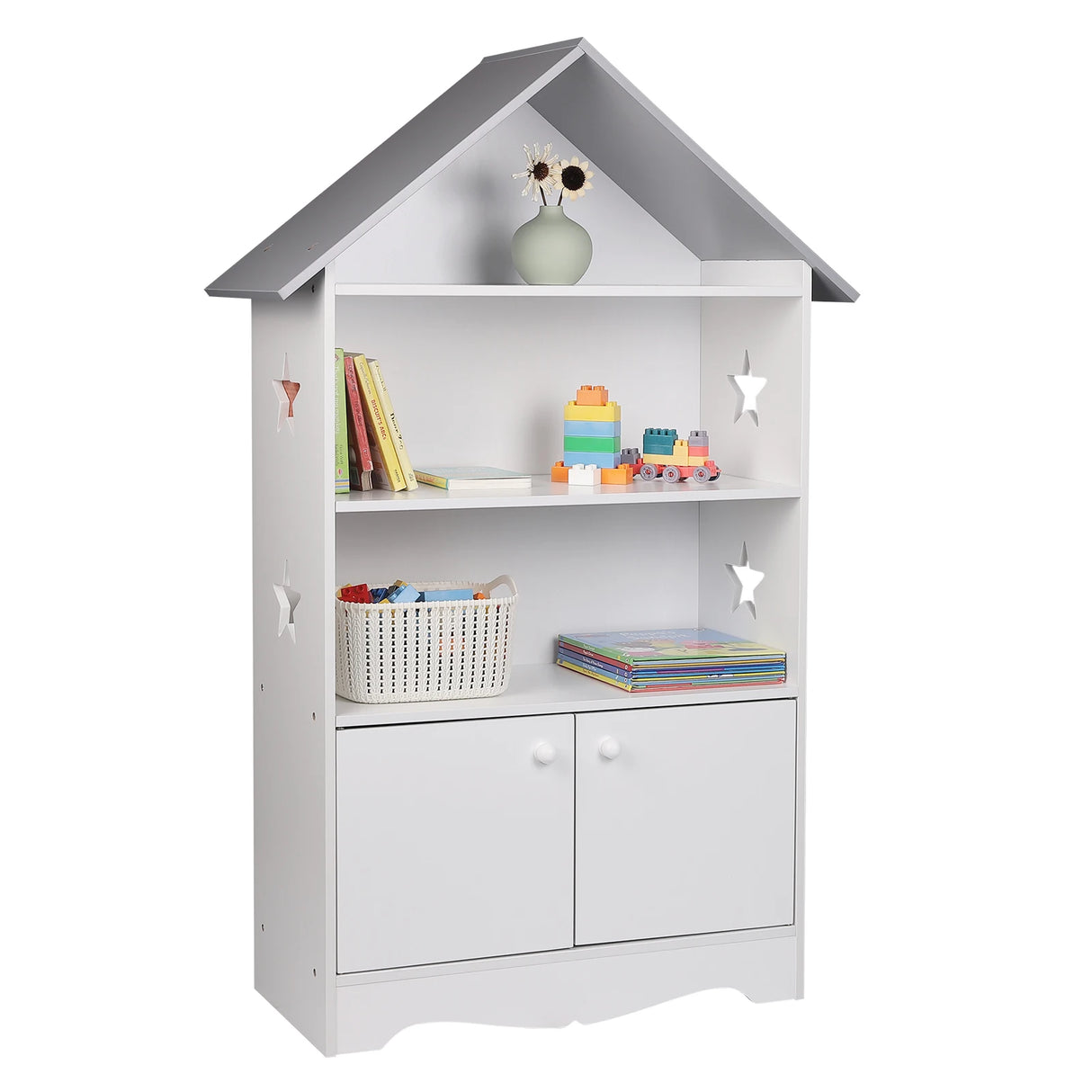 BukkitBow - Moderne Kinderboekenkast met Kastdeurtje en Stervormig Design