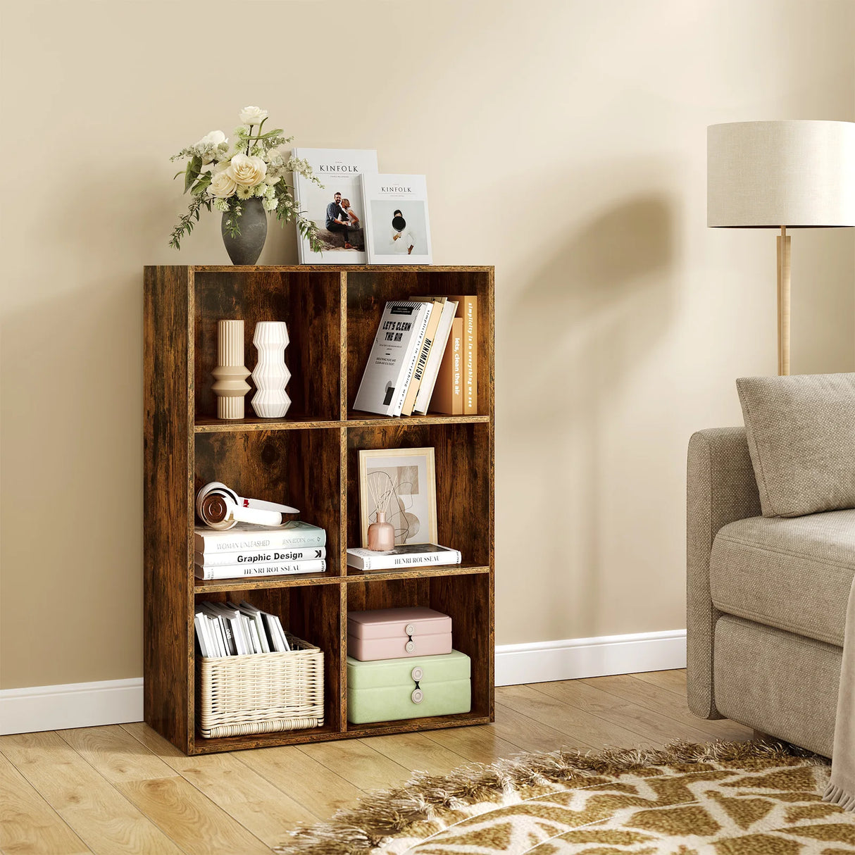 Moderne BukkitBow kubus boekenkast met open vakken, geschikt als roomdivider, zwart en minimalistisch ontworpen.