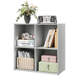Moderne BukkitBow kubus boekenkast met open vakken, dient als roomdivider en stijlvolle opberger in een interieur.