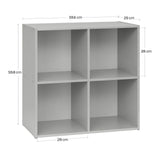 Moderne kubusboekenkast van BukkitBow met open vakken, geschikt als roomdivider, in een strakke, minimalistische stijl.