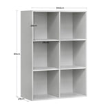 Moderne kubus boekenkast van BukkitBow met open vakken, geschikt als roomdivider en decoratief meubel in de woonkamer.