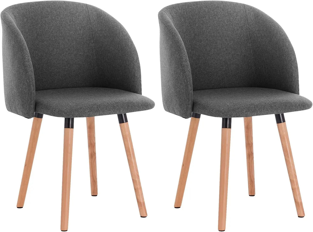 Moderne linnen eetkamerstoel van BukkitBow met massief houten poten, elegante en comfortabele zit.
