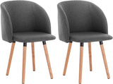 Moderne linnen eetkamerstoel van BukkitBow met massief houten poten, elegante en comfortabele zit.