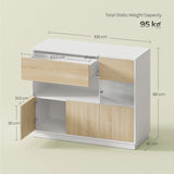 Moderne Scandinavische BukkitBow dressoir met acrylglazen deuren en houten afwerking, perfect voor stijlvolle woonkamer inrichting.