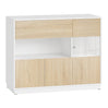 Moderne Scandinavisch dressoir van BukkitBow met acrylglazen deuren, strakke en stijlvolle opbergruimte in natuurlijke tinten