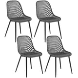 Set van 4 moderne Scandinavische eetkamerstoelen van BukkitBow met open rug, kuipvorm en lichte houten poten.