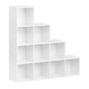 Moderne BukkitBow boekenkast met 10 open vakken in L-vorm, strak design en houtafwerking, perfect voor woon- of kantoorruimte.