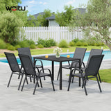 Moderne BukkitBow tuintafel met aluminium frame en WPC tafelblad, perfect voor buiten genieten en tuinplezier.